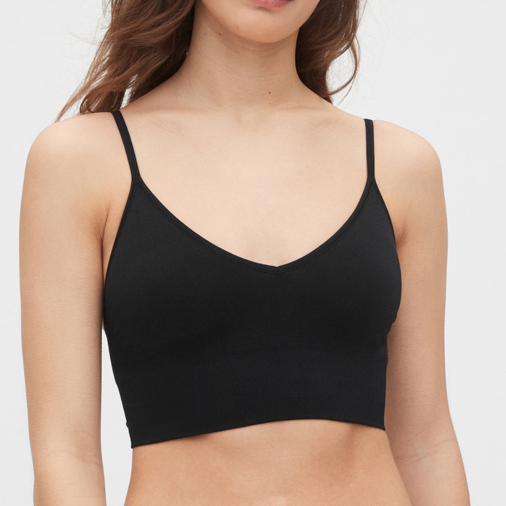 Gap Body Seamless Plunge Bralette Black Bra Small